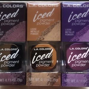 L.A. COLORS Iced Pigment Powder - (3 Pack) Glisten, Glowing, & Glam